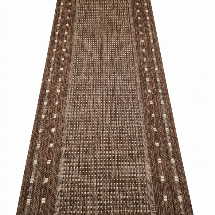 Chodnik do przedpokoju sznurkowy Kropki Coffee szer. 80 cm